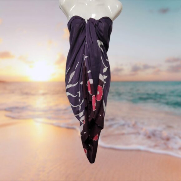 Cover Ups Handpainted Cover-up, Halter Strapless Wrap Dress Cotton Batik Coverup - Picture 2 of 7